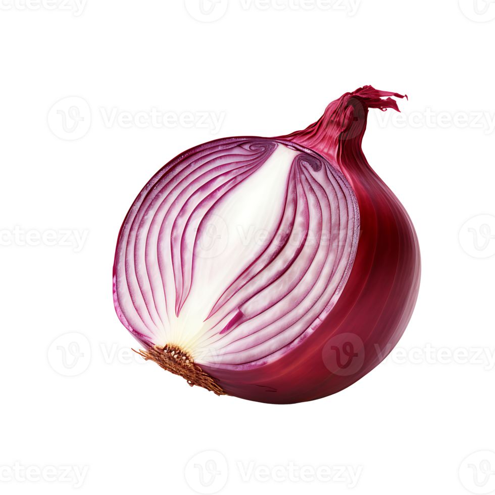 AI generated Red onion slice vegetable icon isolated transparent background png