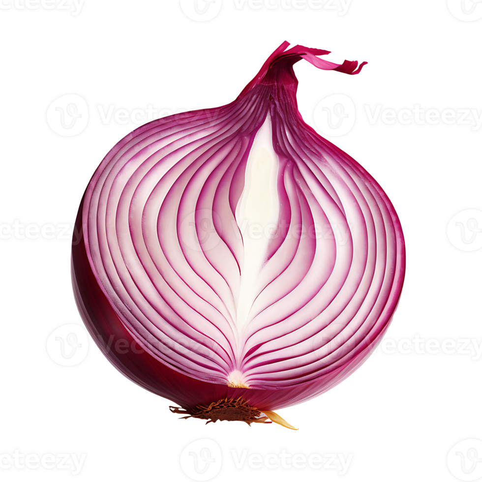 AI generated Red onion slice vegetable icon isolated transparent background png