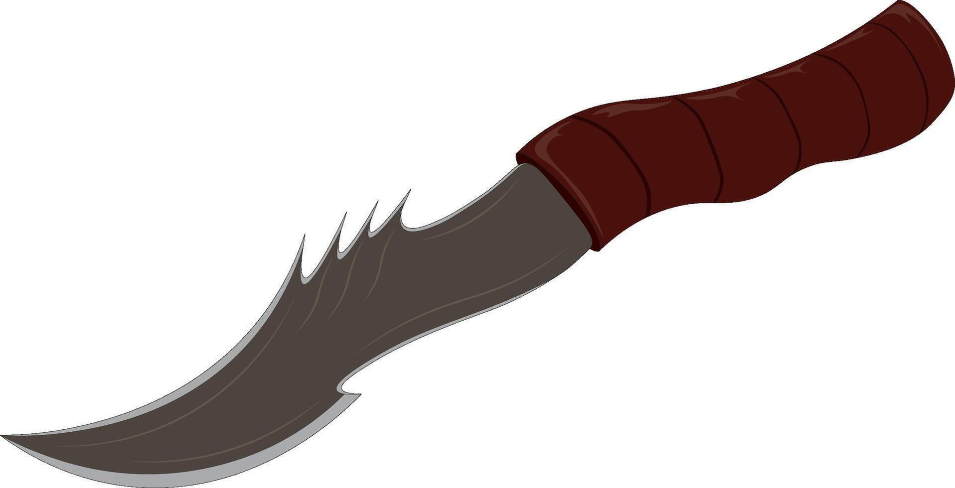 Steel dagger with wavy blade vector illustration
