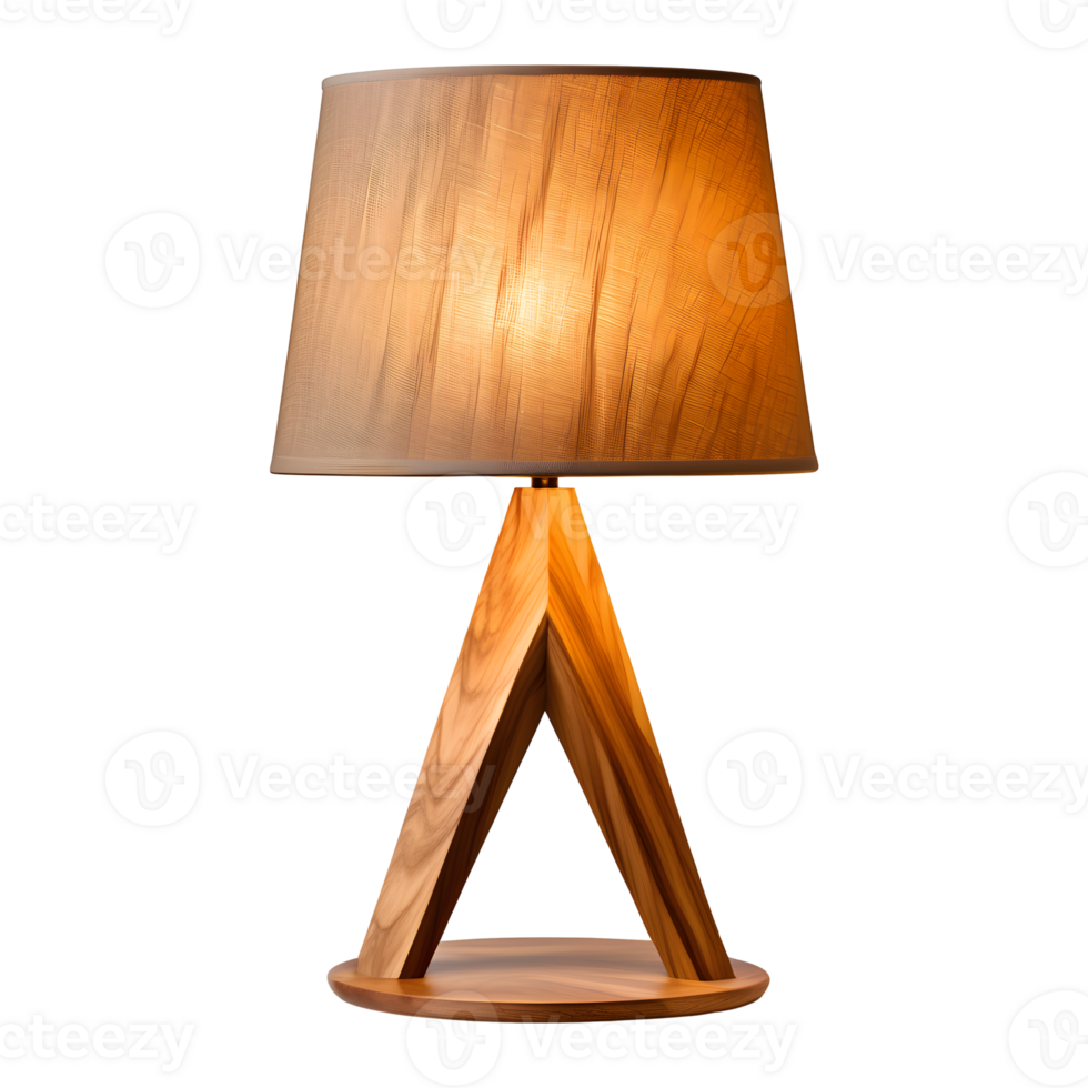 AI generated Wooden Table Lamp Isolated on Transparent Background png