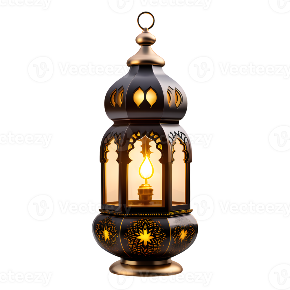 AI generated Islamic Ramadan Lantern Lamp Isolated on Transparent Background png