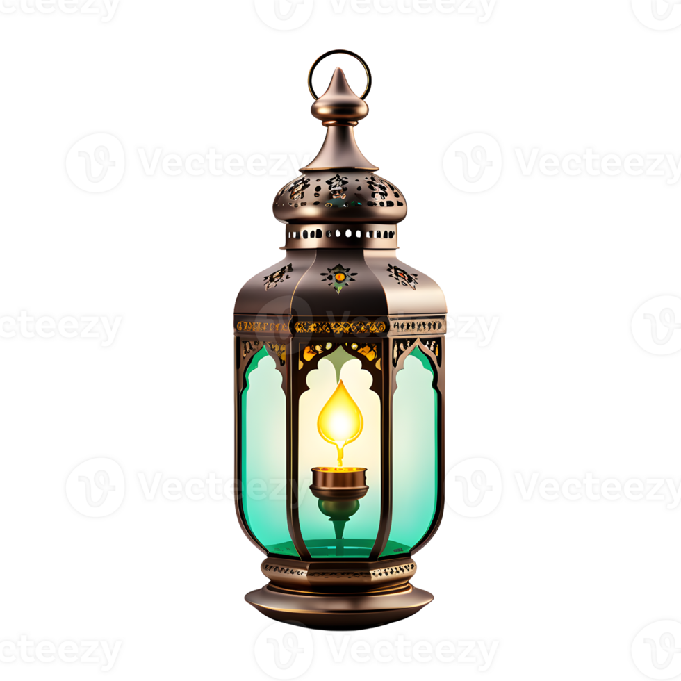 AI generated Islamic Ramadan Lantern Lamp Isolated on Transparent Background png