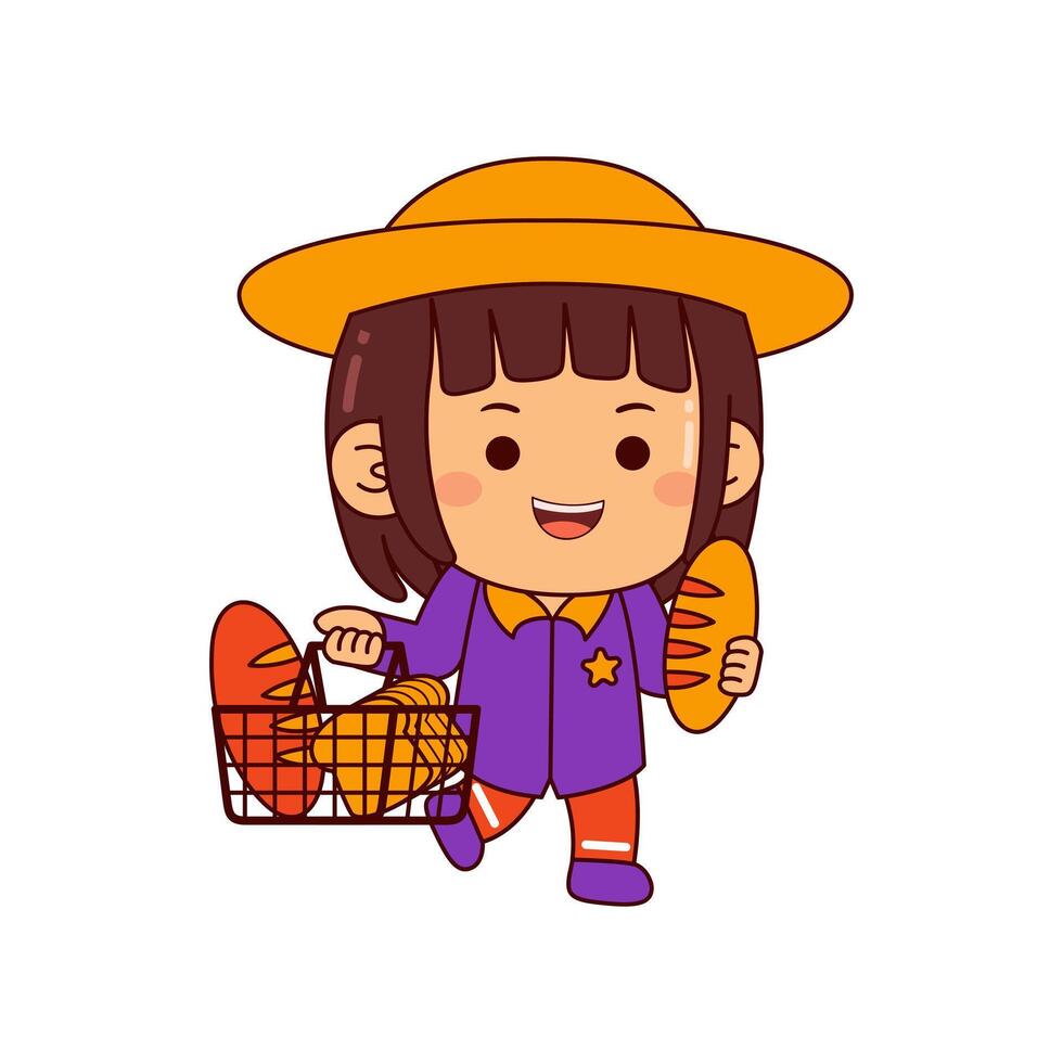 linda comprador niña dibujos animados personaje vector