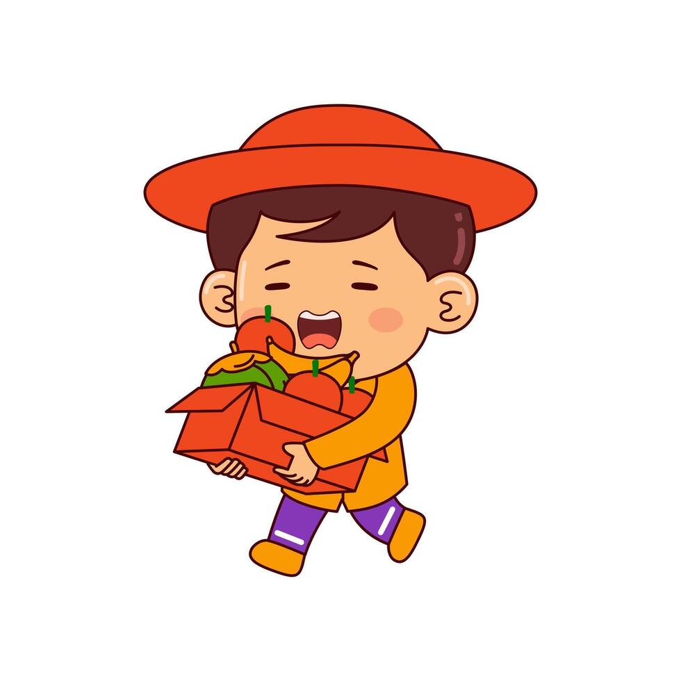 cute shopper boy cartoon character vector