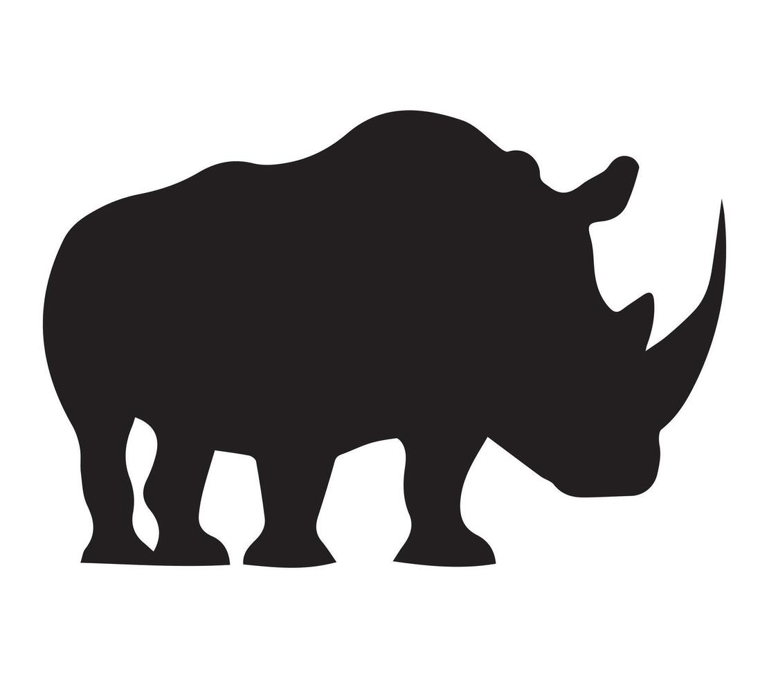 Vector, isolated silhouette of african white rhinoceros. vector