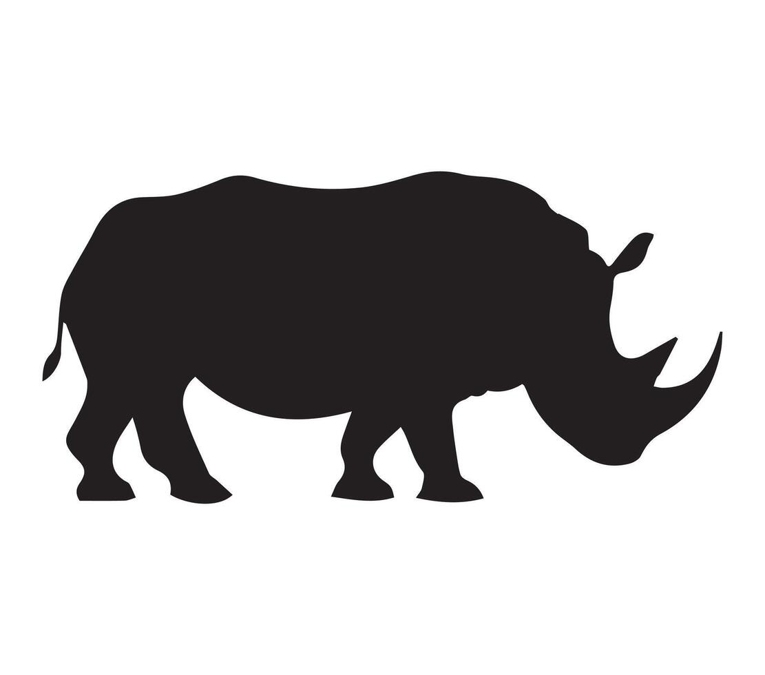 Black and white vector illustration of african white rhinoceros.