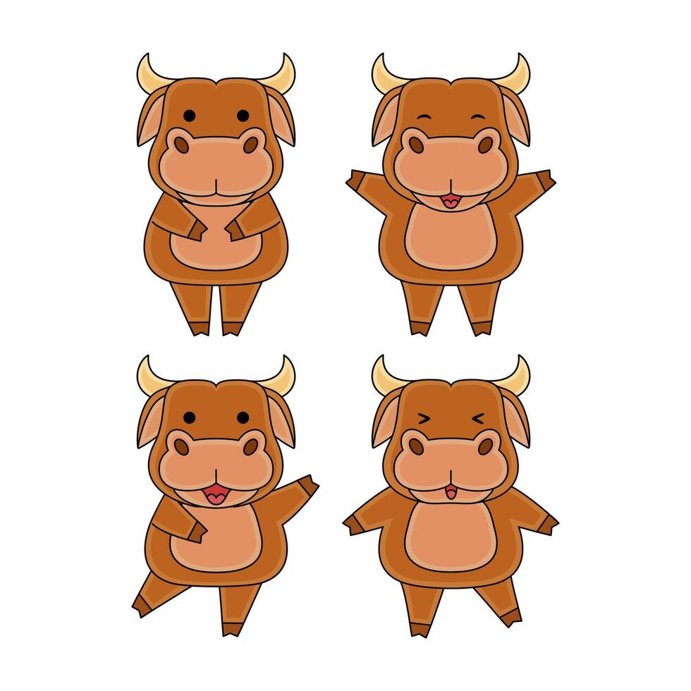 cute bull character vector illustration