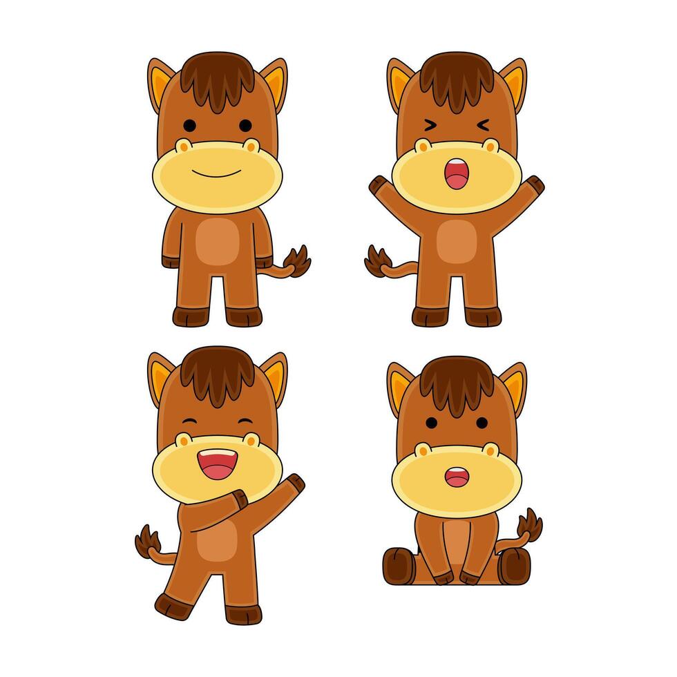 cute horse character vector illustration