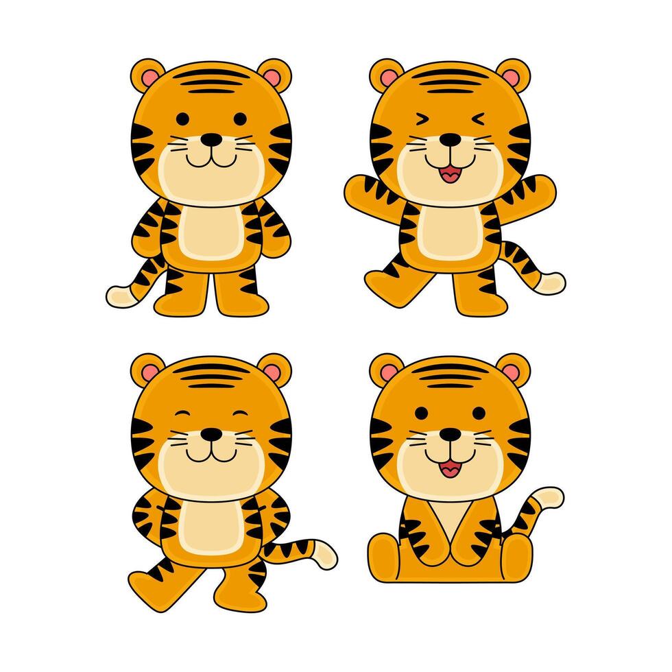 cute tiger character vector illustration