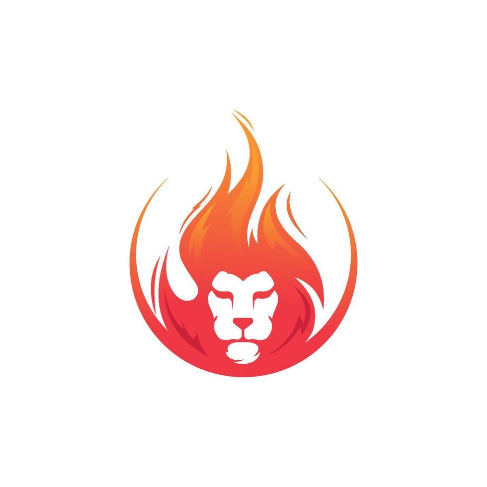 león fuego logo vector