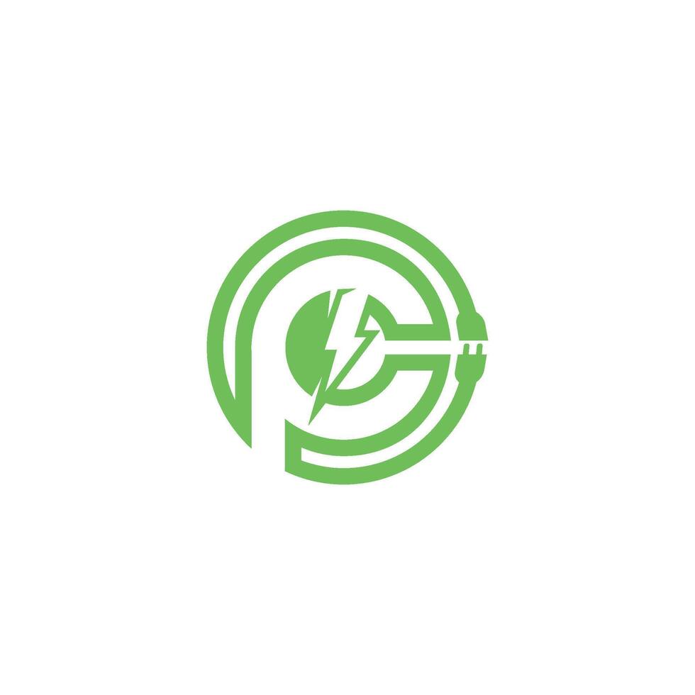 Power Electric Letter P Logo Vector