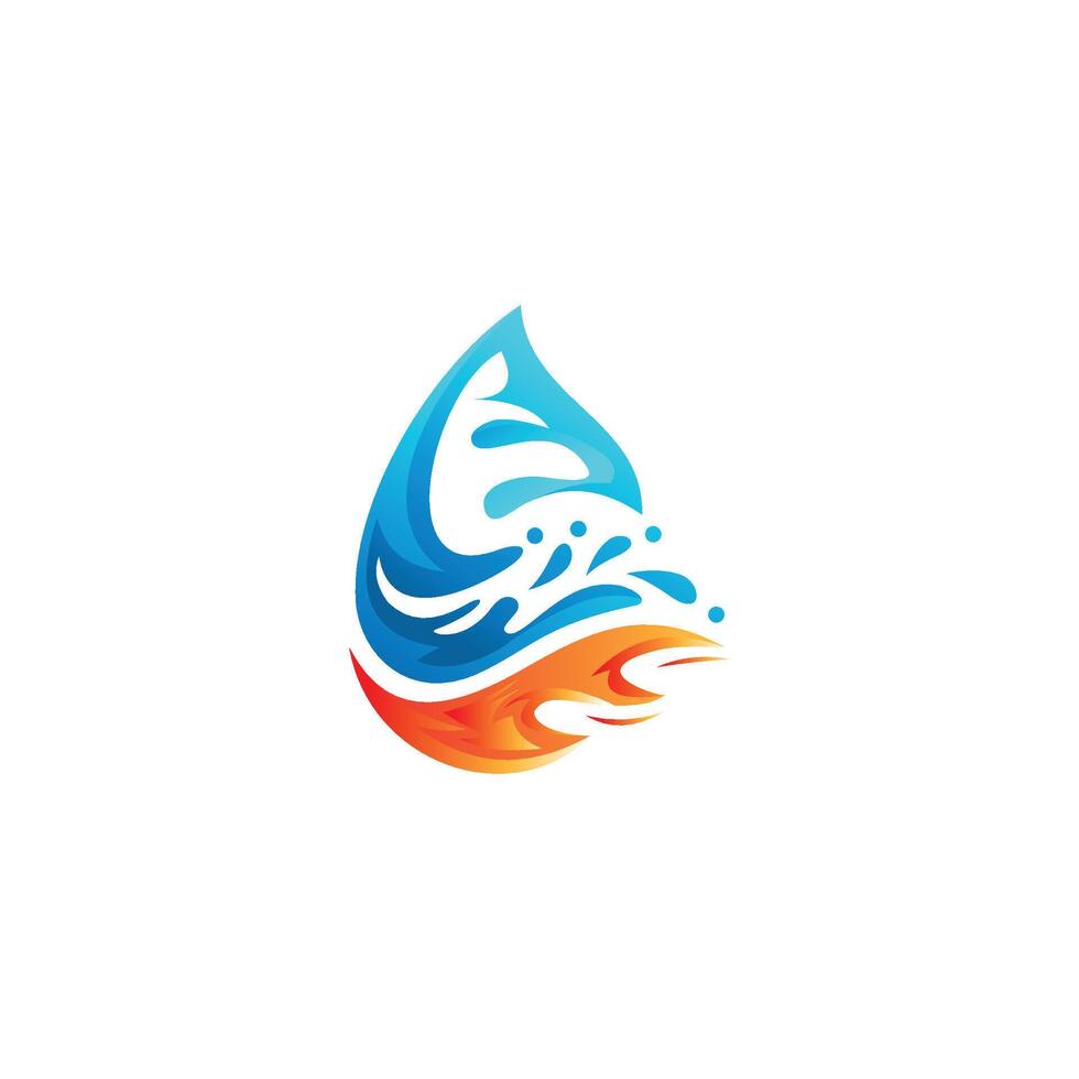 agua soltar fuego logo vector