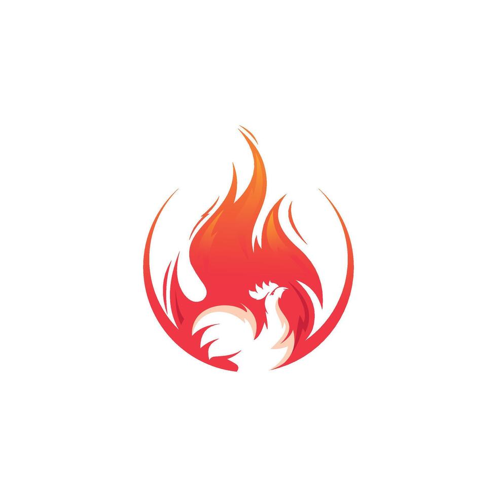 chicken Fire Logo Vector