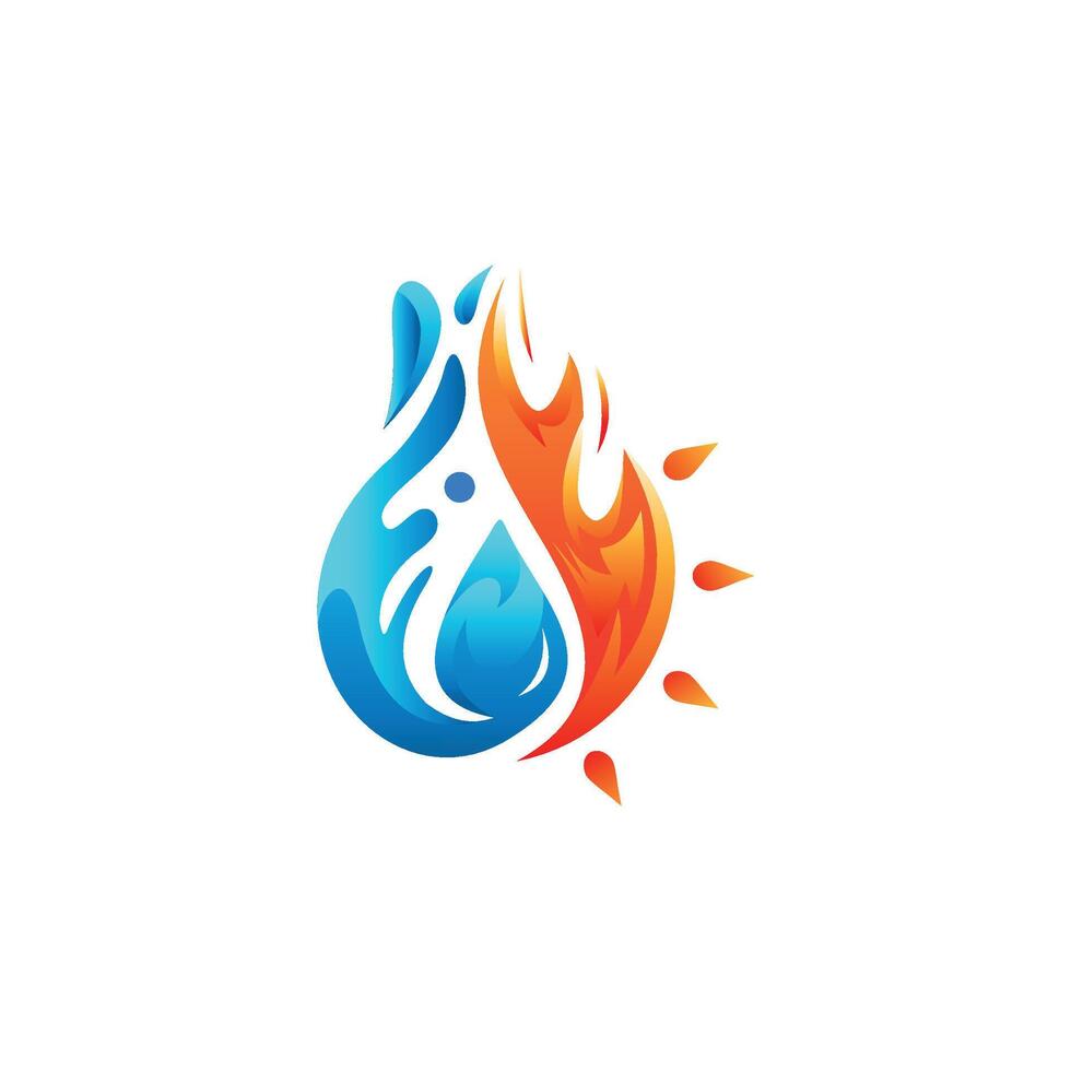 agua soltar y fuego logo vector