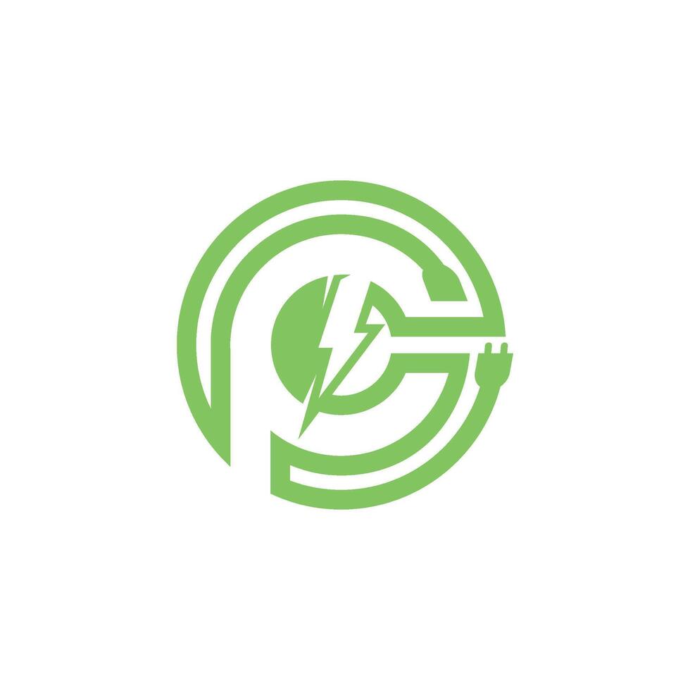 poder eléctrico letra pags logo vector