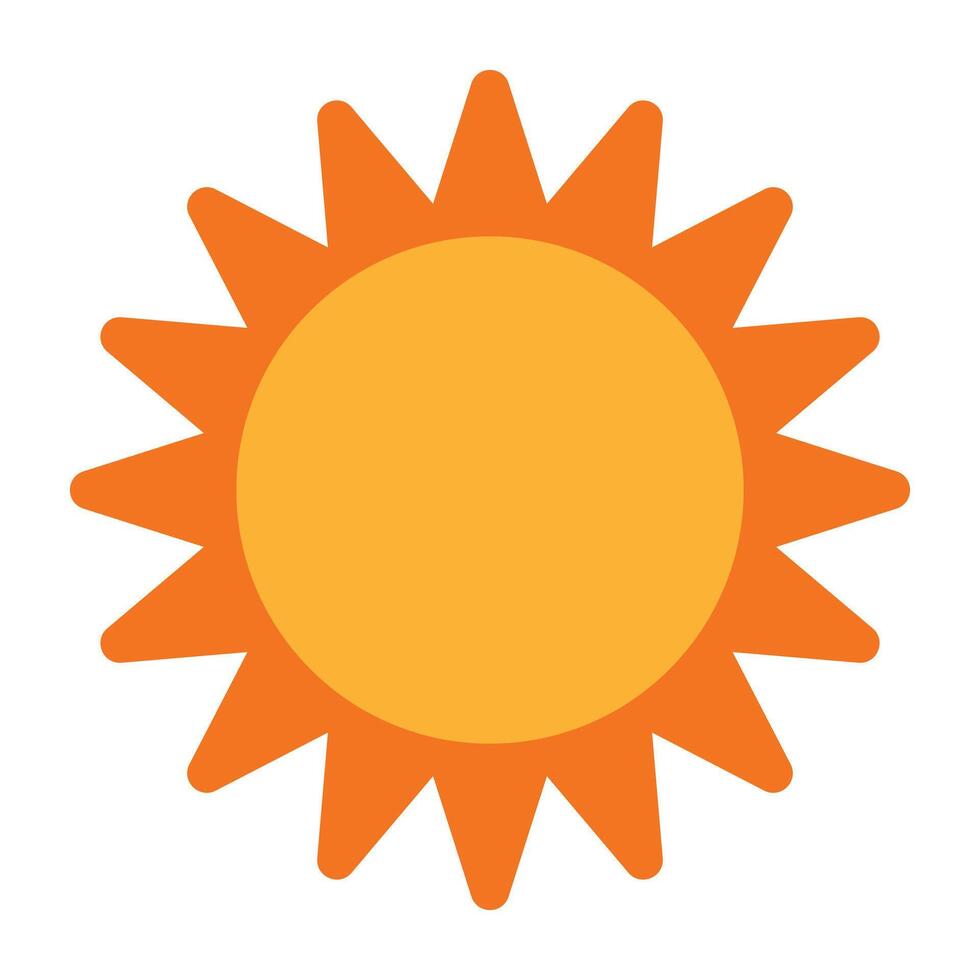 Yellow flat sun with rays icon. vector