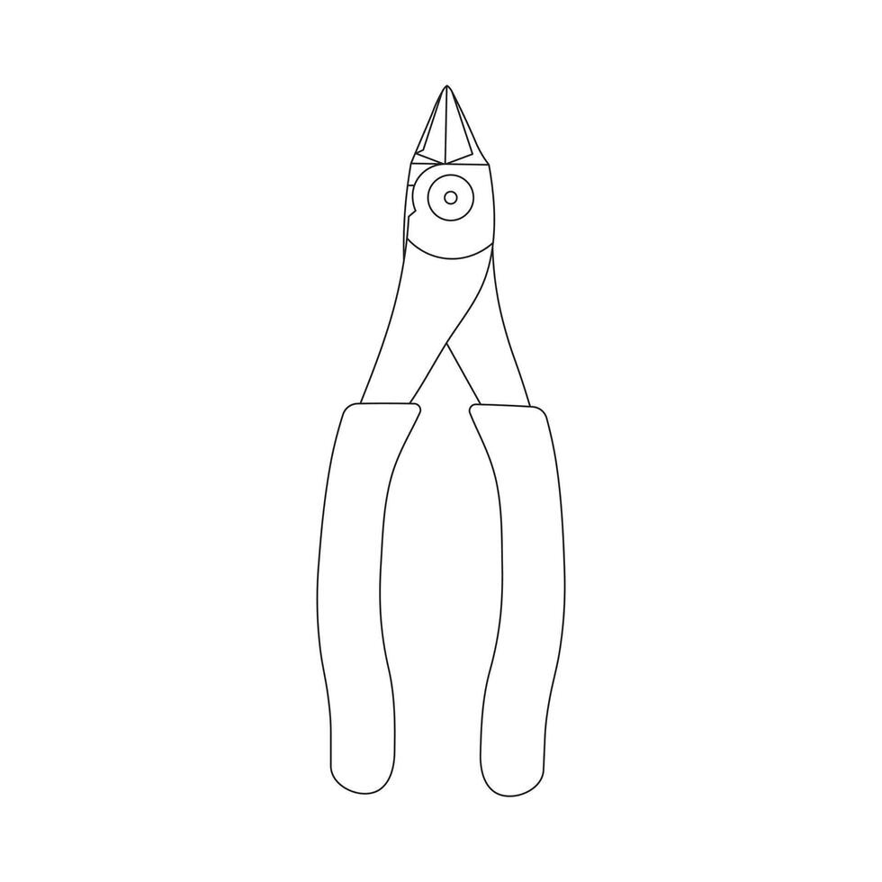 Hand drawn Kids drawing Cartoon Vector illustration flash cut pliers icon Isolated on White Background