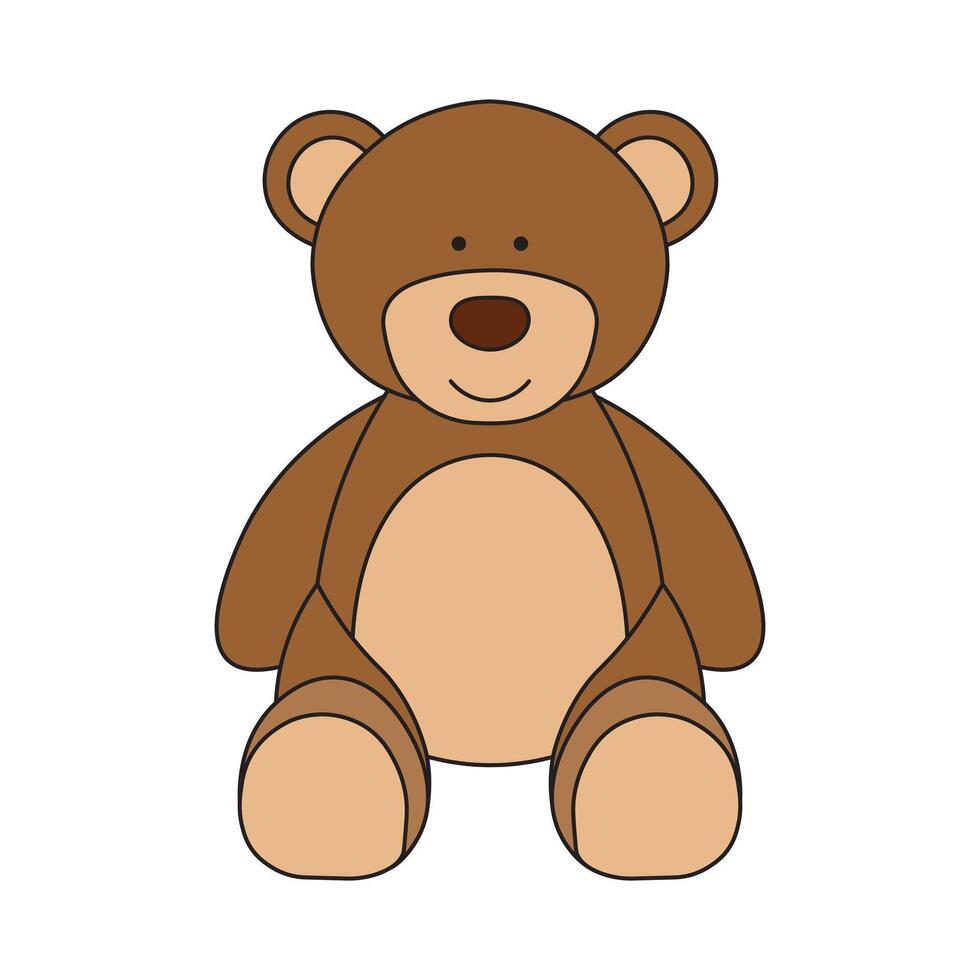 kids drawing Vector illustration teddy bear flat cartoon isolated