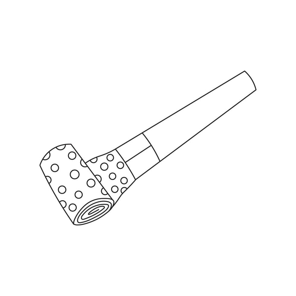 Hand drawn kids drawing Vector illustration party horn blower flat cartoon isolated