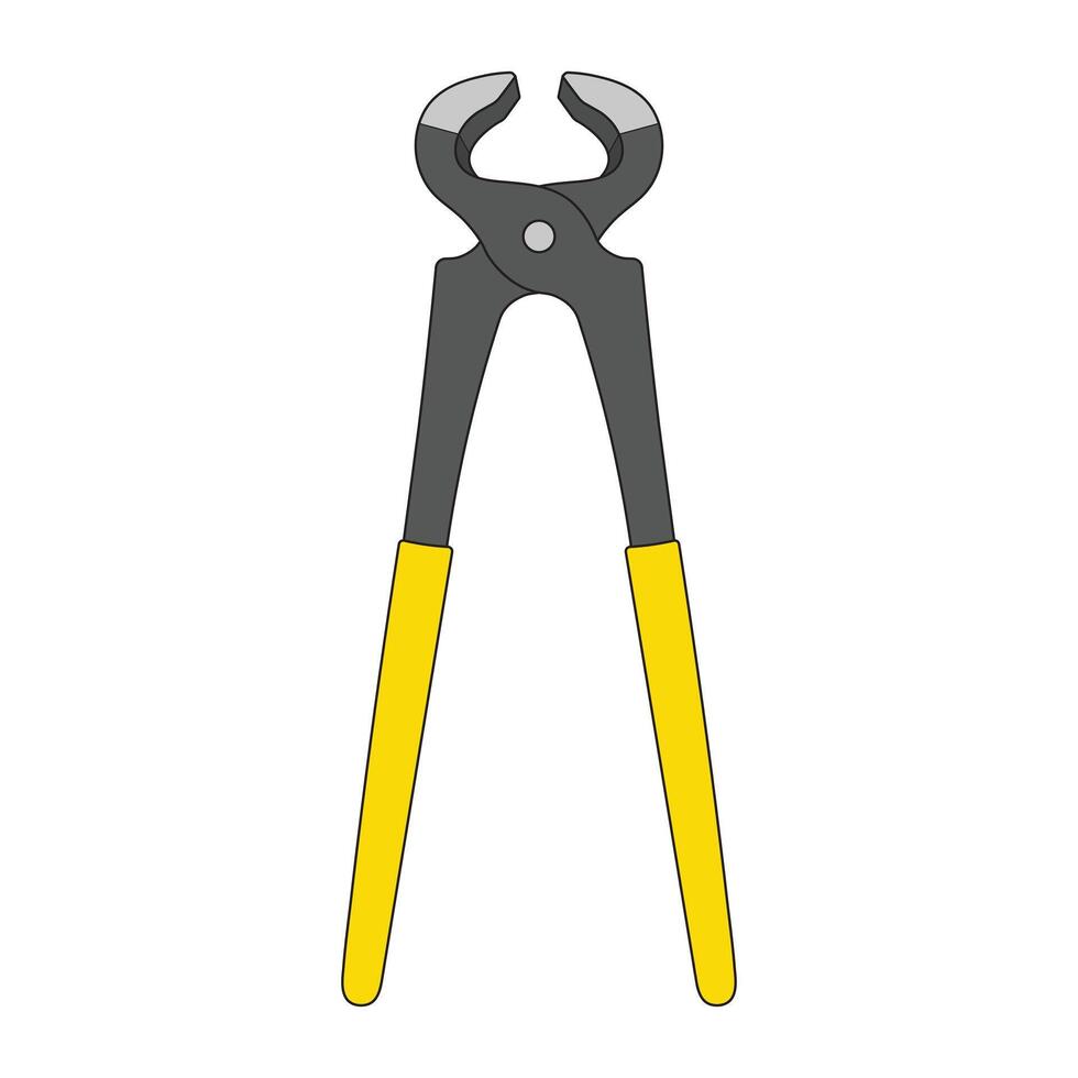 Kids drawing Cartoon Vector illustration nail pulling pliers icon Isolated on White Background