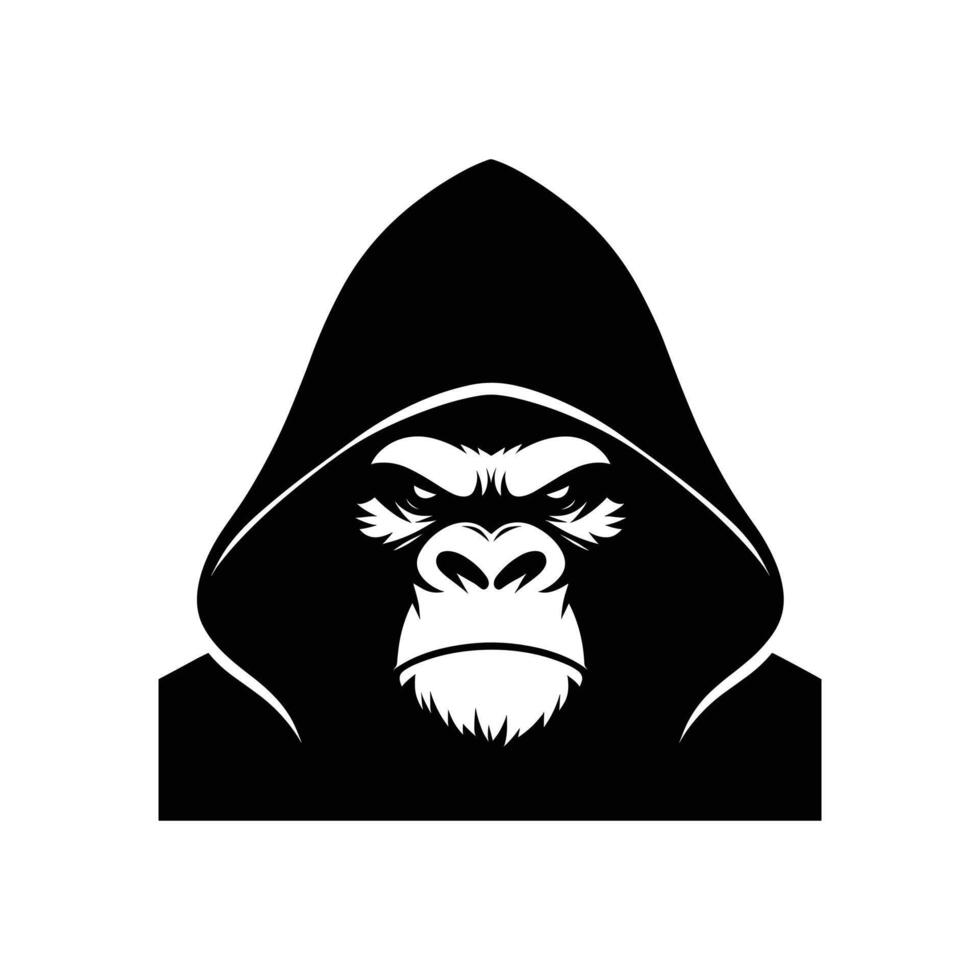 Silhouette of a Gorilla face logo icon symbol vector illustration