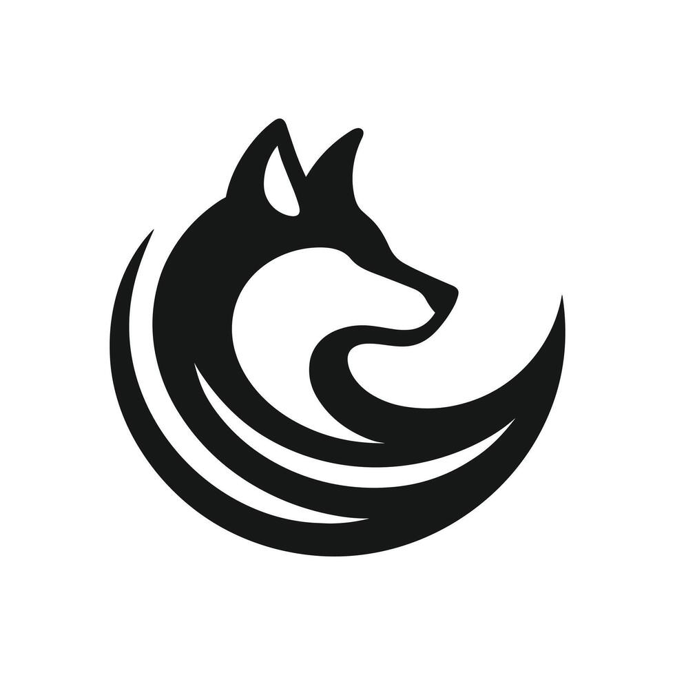 Logo design template, with a wolf head icon in a circle vector illustration