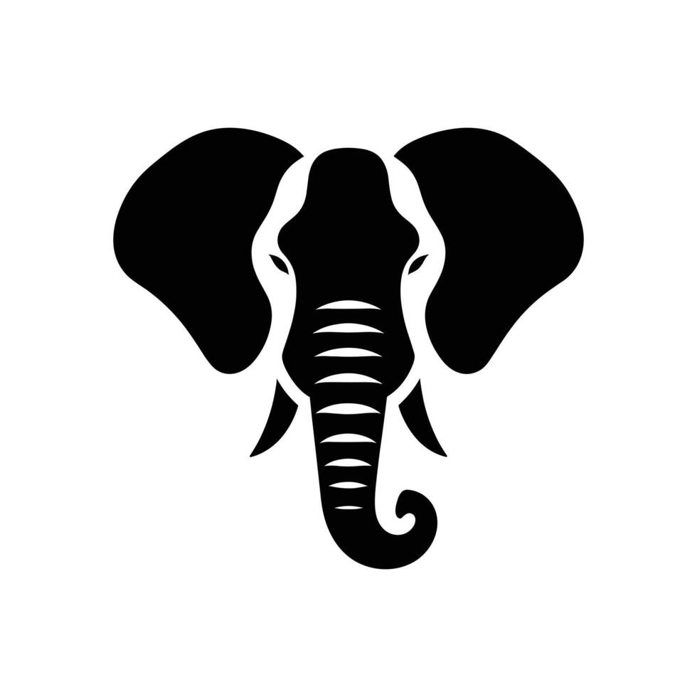 Silhouette of Elephant head face logo icon symbol vector illustration
