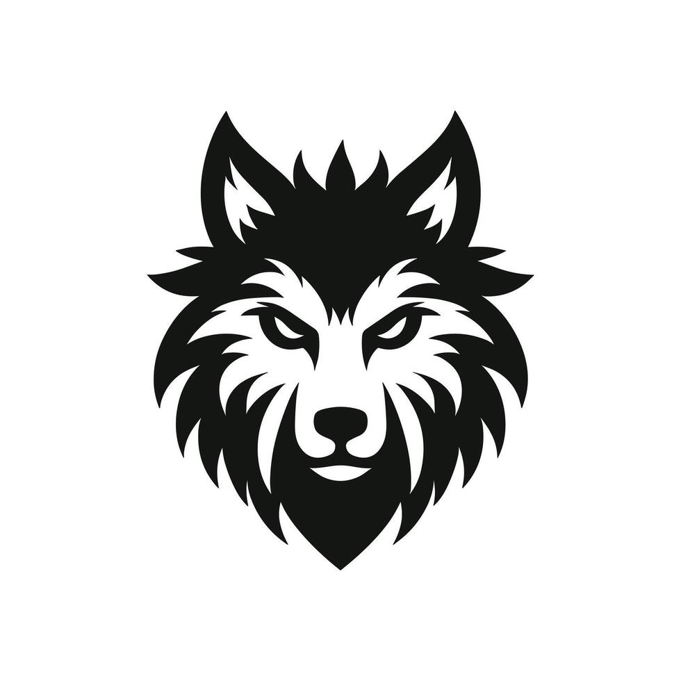 silueta enojado lobo logo diseño icono símbolo vector ilustración