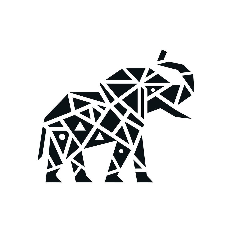 Monochrome geometric elephant logo icon symbol vector illustration