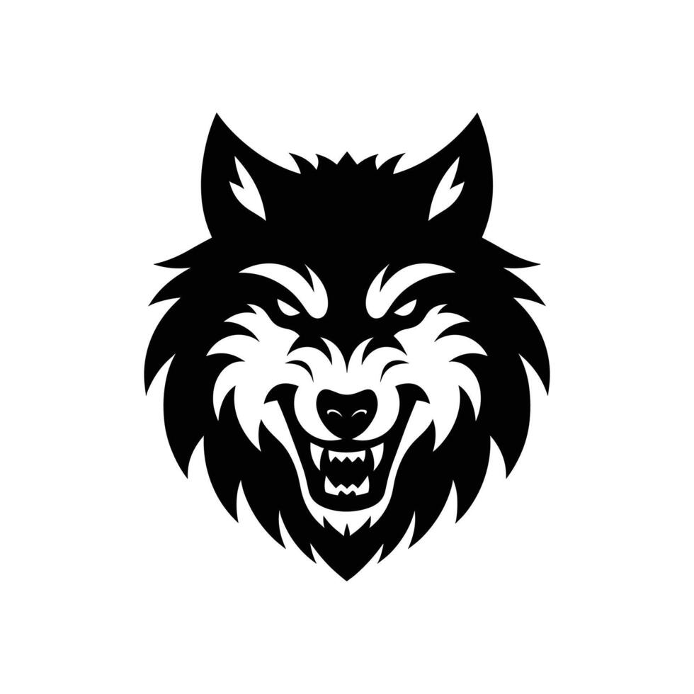 Silhouetted Angry Wolf Logo Design Icon Symbol Vector Illustration