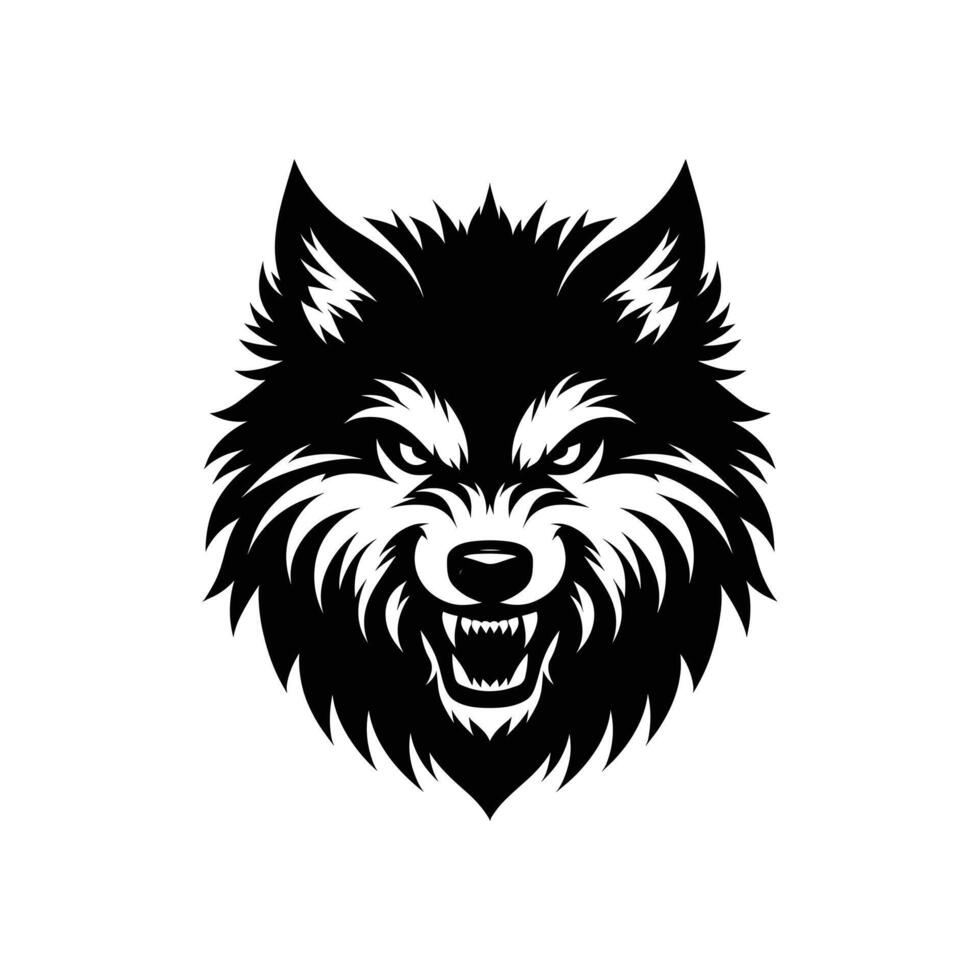 silueta enojado lobo logo diseño icono símbolo vector ilustración