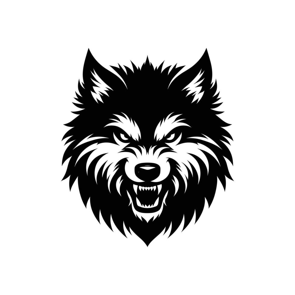 Silhouetted Angry Wolf Logo Design Icon Symbol Vector Illustration