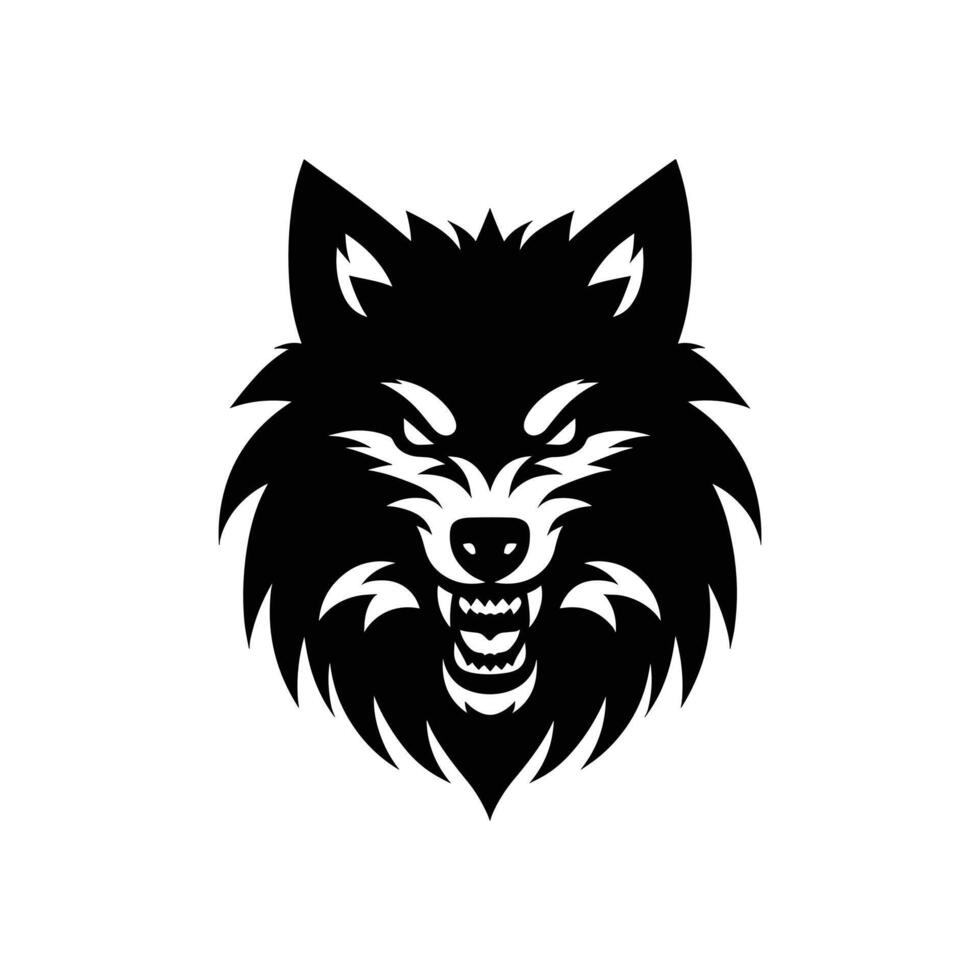 silueta enojado lobo logo diseño icono símbolo vector ilustración