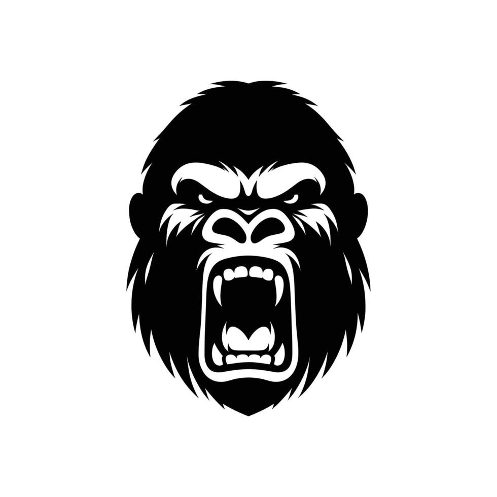 Silhouette of Angry Gorilla head logo icon symbol vector illustration