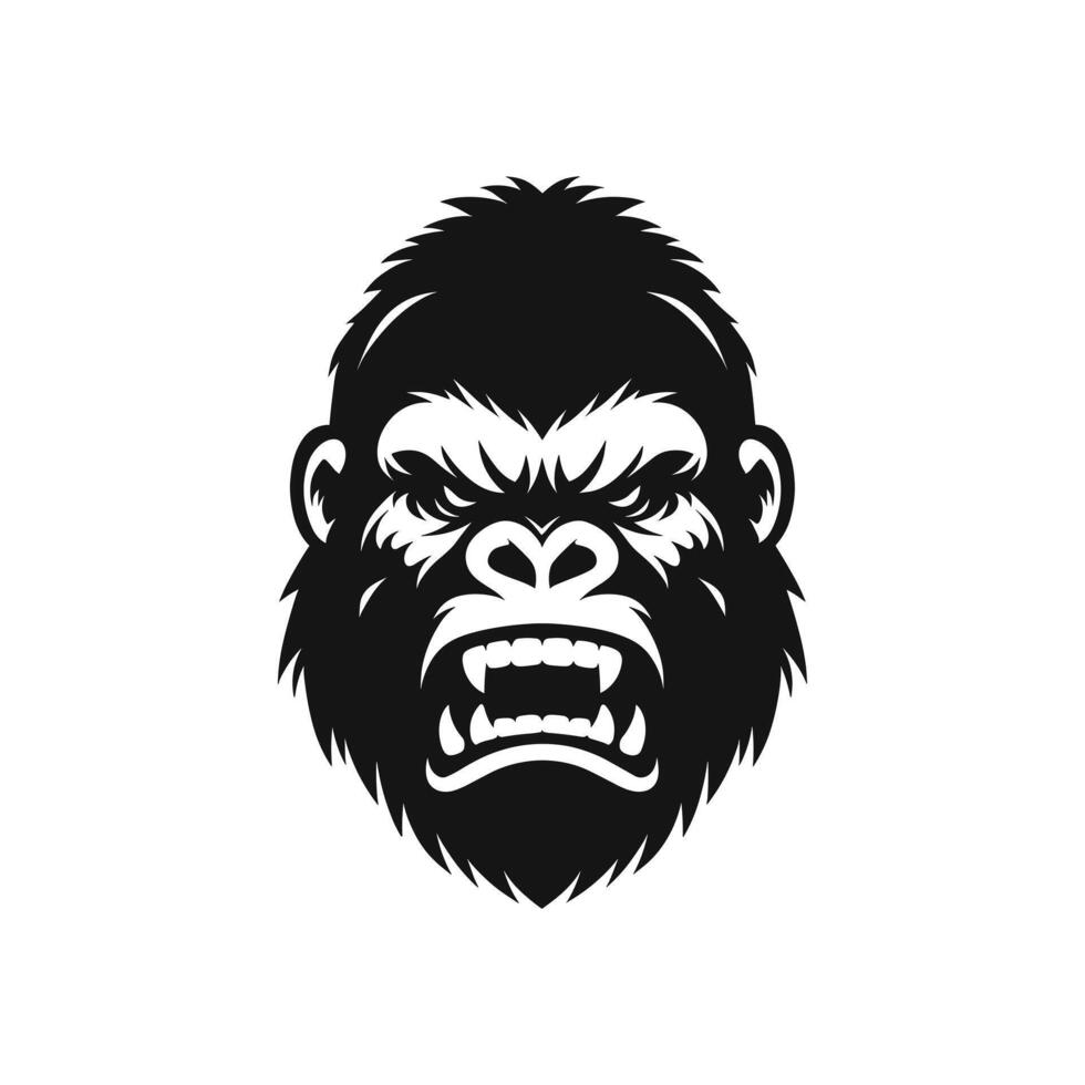 Silhouette of Angry Gorilla head logo icon symbol vector illustration