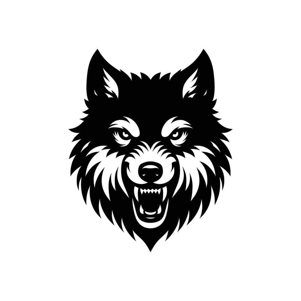 Silhouetted Angry Wolf Logo Design Icon Symbol Vector Illustration