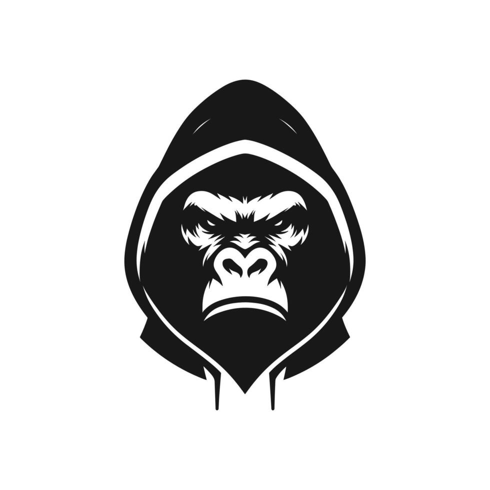 Silhouette of Angry Gorilla wearing a hoodie logo icon symbol vector illustration