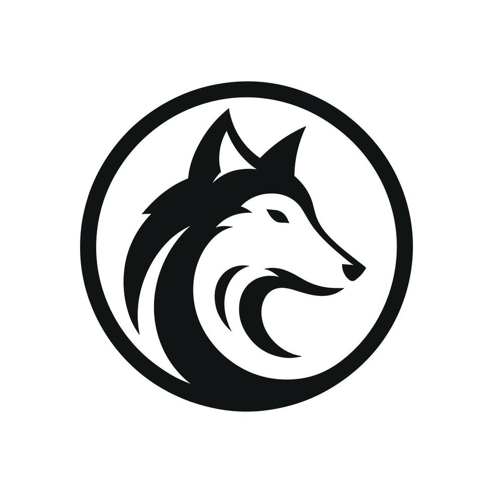 logo diseño plantilla, con un lobo cabeza icono en un circulo vector ilustración