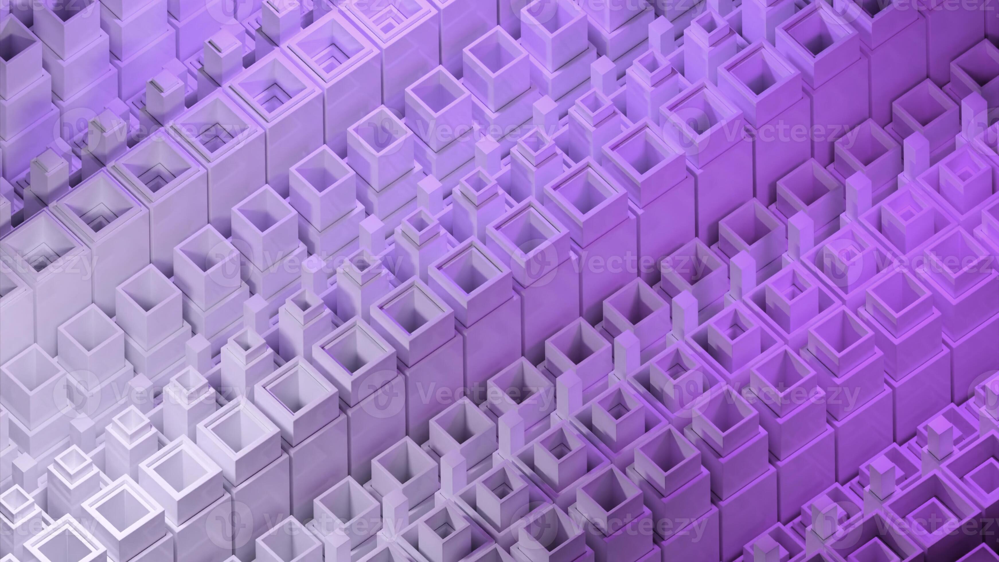 Colored square tubes go up and down. Design. Colorful gradient motion