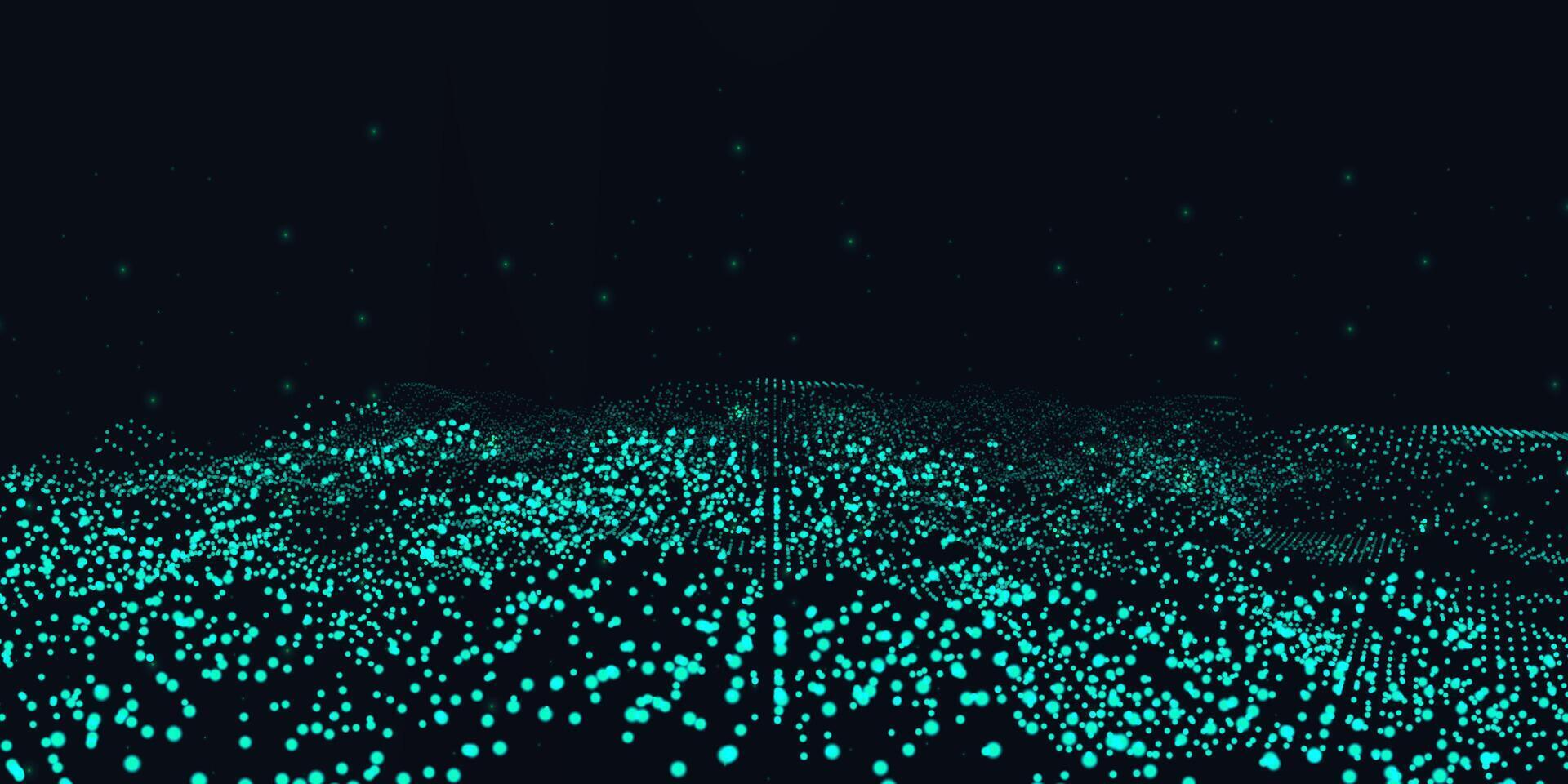 Digital technology futuristic internet network connection dark black background, green abstract cyber information communication, Ai big data science, innovation future tech line illustration vector 3d