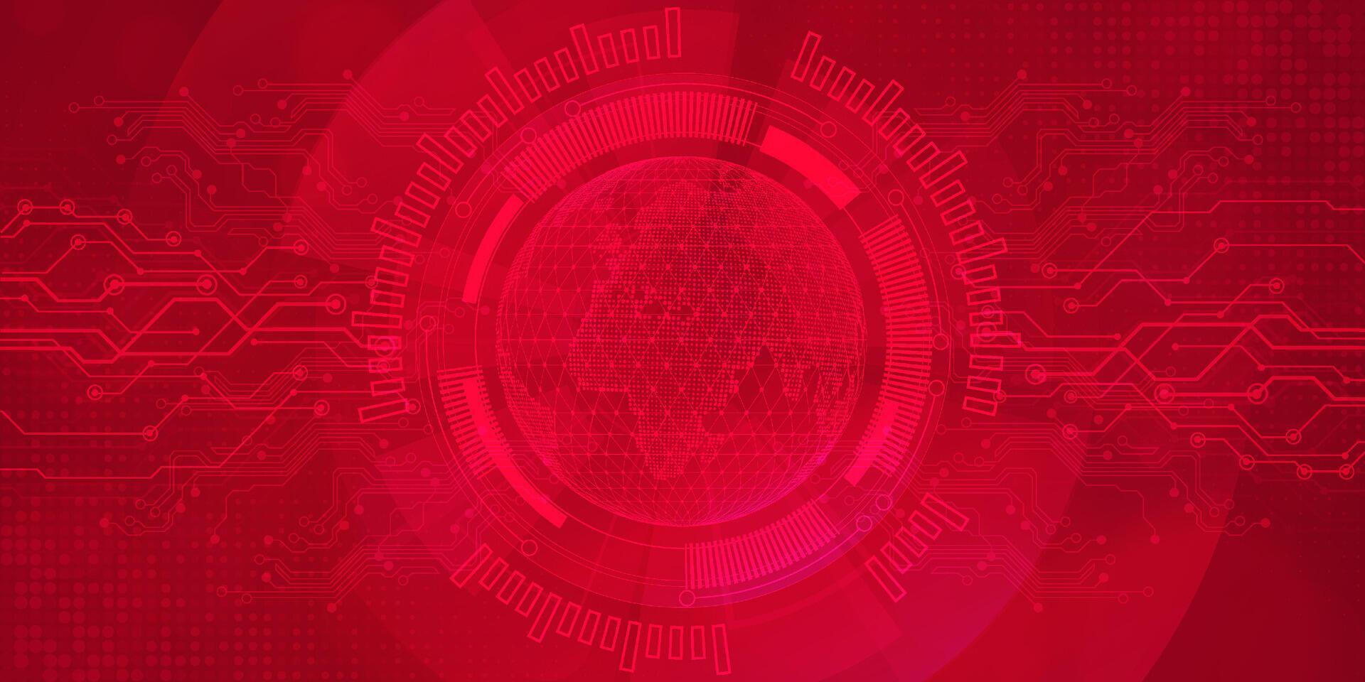 Digital technology futuristic internet network connection red background, abstract cloud cyber information communication, Ai big data science, innovation future tech, line dot illustration vector 3d