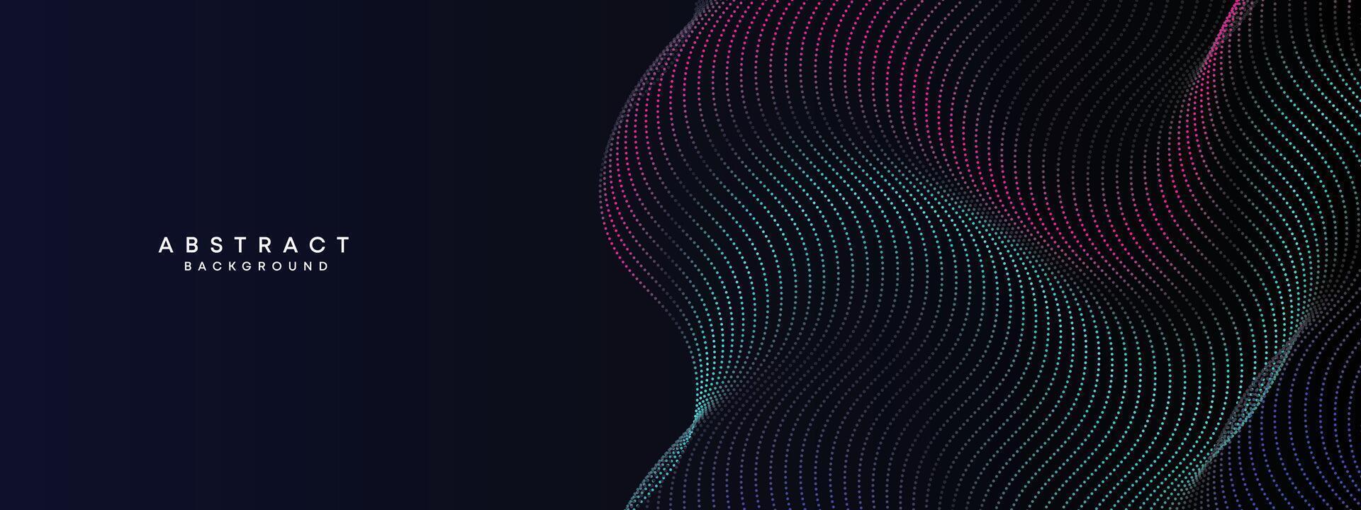Abstract Blue, Green Gradient Flowing Dot Waving Particle geometric Technology Background. Digital Futuristic Purple, Pink Gradient Dotted Wave. Concept For Science, Music cover, website, header vector