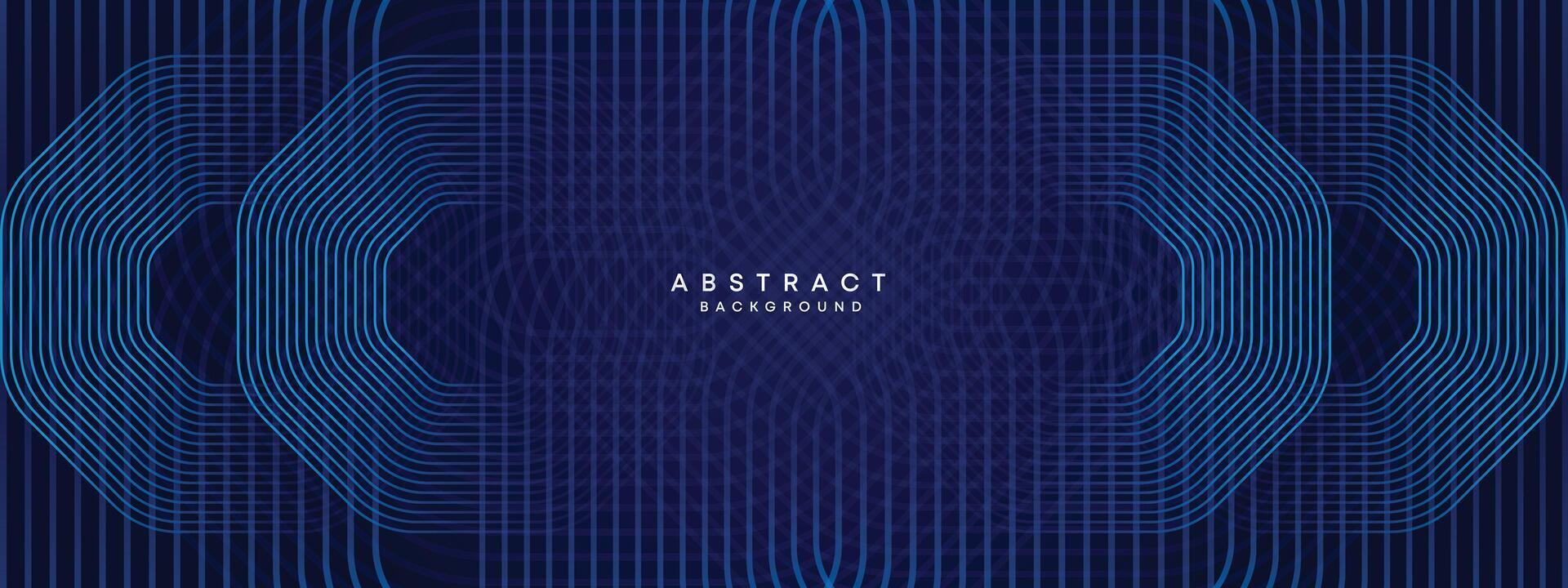 Abstract Dark Navy Blue Waving circles lines Technology Background. Modern gradient with glowing lines shiny geometric shape and diagonal, for brochure, cover, poster, banner, website, header vector