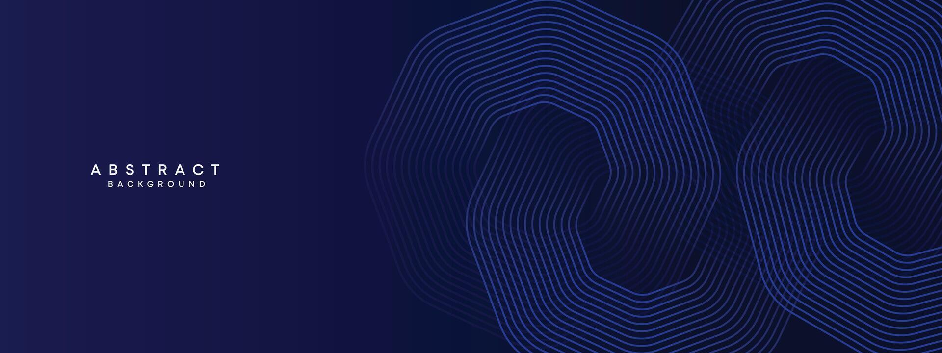 Abstract Dark Navy Blue Waving circles lines Technology Background. Modern gradient with glowing lines shiny geometric shape and diagonal, for brochure, cover, poster, banner, website, header vector