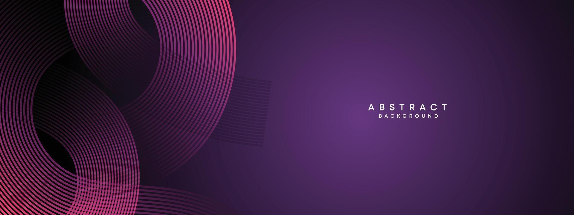 Abstract Dark Purple and Pink Waving circles lines Technology Background. gradient with glowing lines shiny geometric shape and diagonal, for brochure, cover, poster, banner, website, header vector