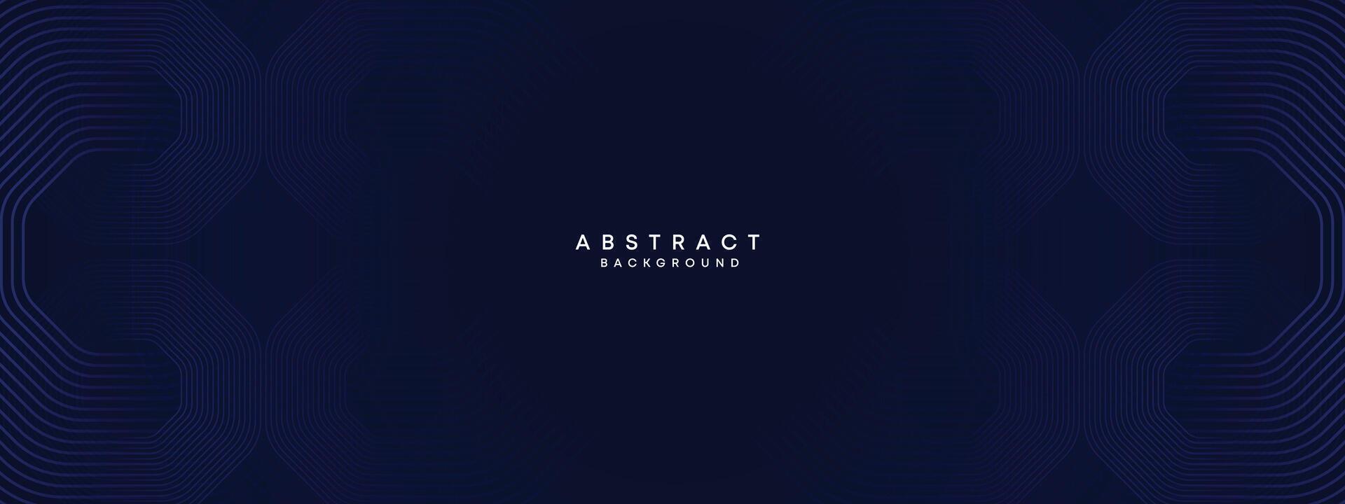 Abstract Dark Navy Blue Waving circles lines Technology Background. Modern gradient with glowing lines shiny geometric shape and diagonal, for brochure, cover, poster, banner, website, header vector