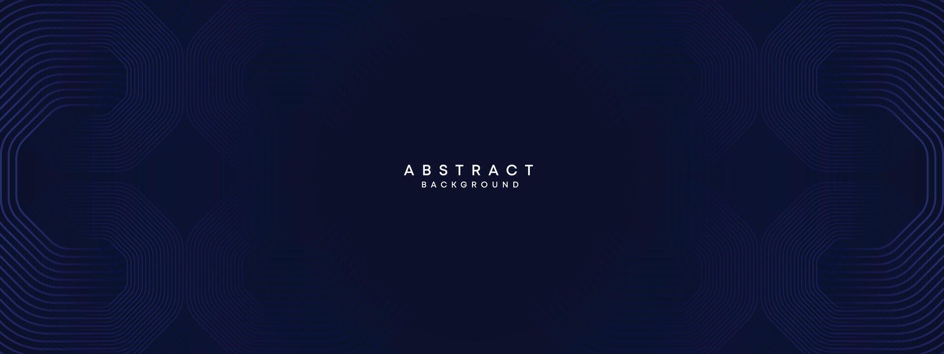 Abstract Dark Navy Blue Waving circles lines Technology Background. Modern gradient with glowing lines shiny geometric shape and diagonal, for brochure, cover, poster, banner, website, header vector