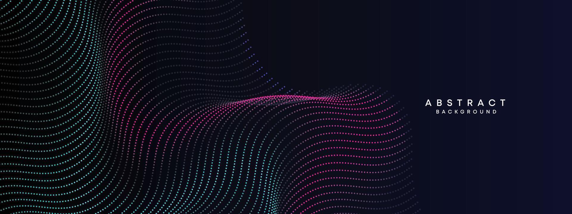 Abstract Blue, Green Gradient Flowing Dot Waving Particle geometric Technology Background. Digital Futuristic Purple, Pink Gradient Dotted Wave. Concept For Science, Music cover, website, header vector