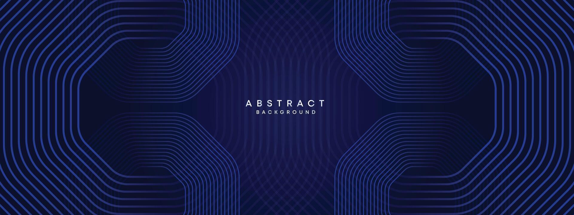 Abstract Dark Navy Blue Waving circles lines Technology Background. Modern gradient with glowing lines shiny geometric shape and diagonal, for brochure, cover, poster, banner, website, header vector