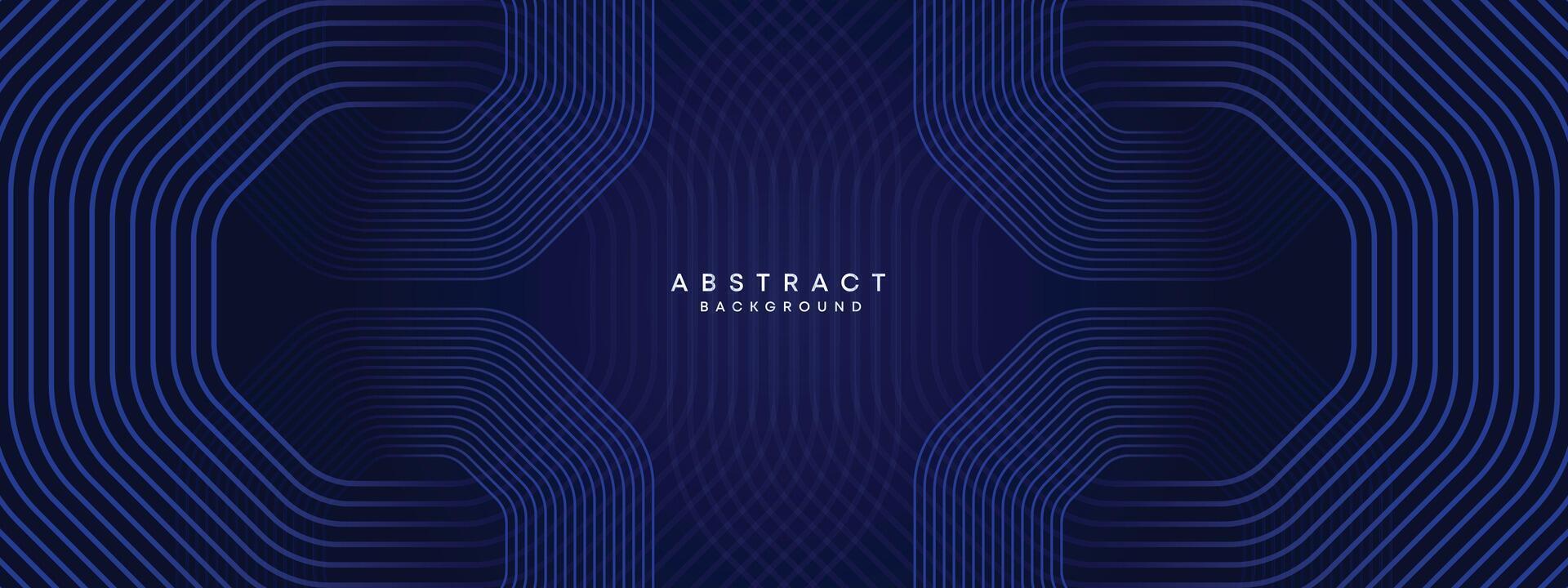 Abstract Dark Navy Blue Waving circles lines Technology Background. Modern gradient with glowing lines shiny geometric shape and diagonal, for brochure, cover, poster, banner, website, header vector